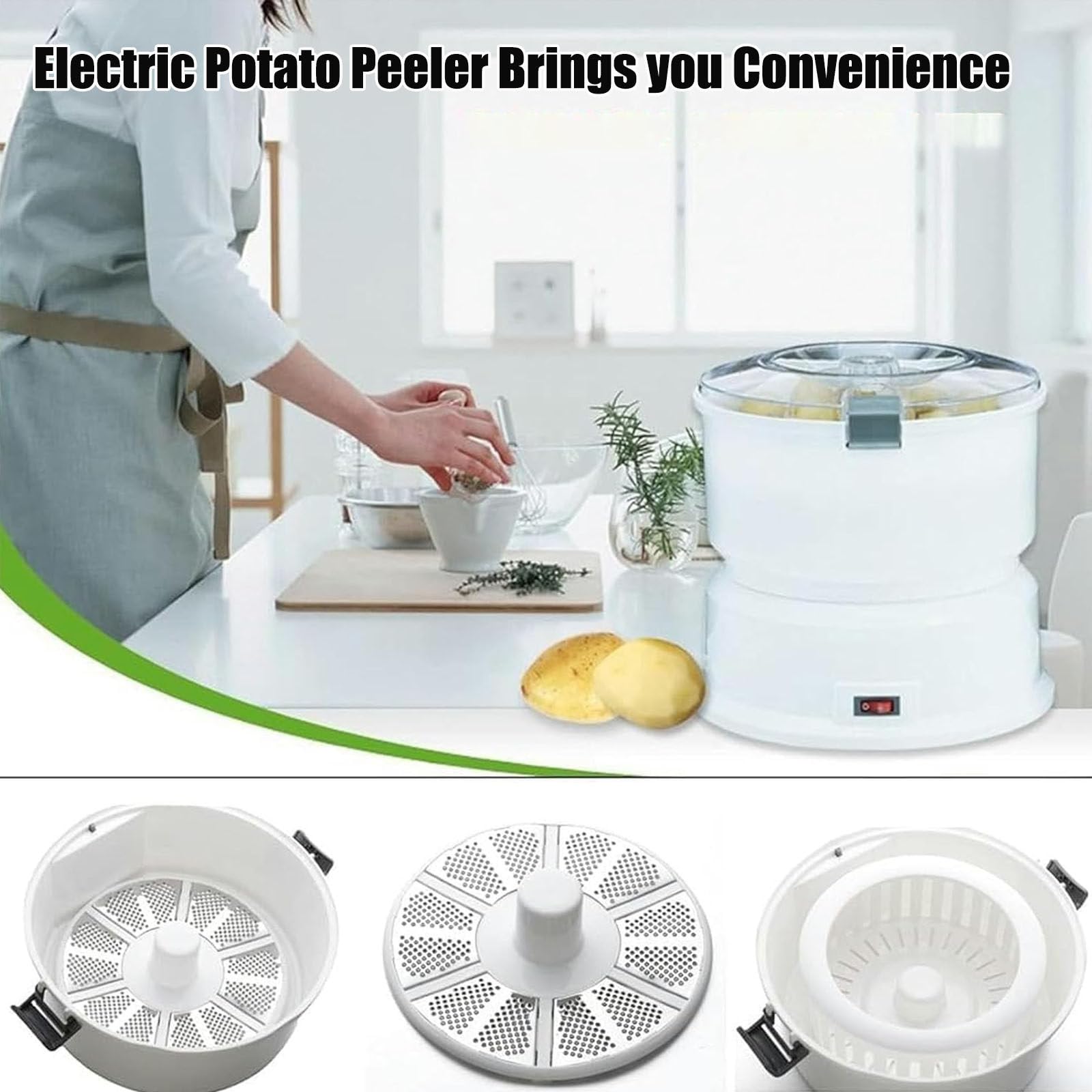Pelador de Patatas eléctrico 2 en 1 de 85 W, pelador de Patatas eléctrico, pelador automático de Patatas, peladora Comercial de Frutas y Verduras