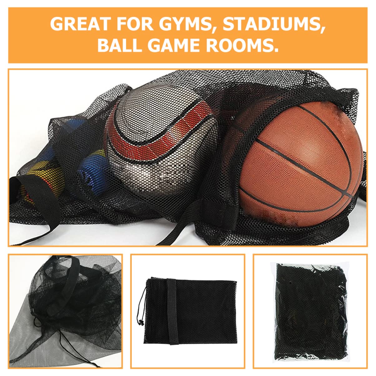 Toyvian Borsa Sportiva Borsa Da Calcio Per Palloni Maglia Palestra Uomini Rete Sportiva Stringa Di Grandi Dimensioni Borsa Da Ginnastica Netto Borsa Per i Calcio Poliestere Nero