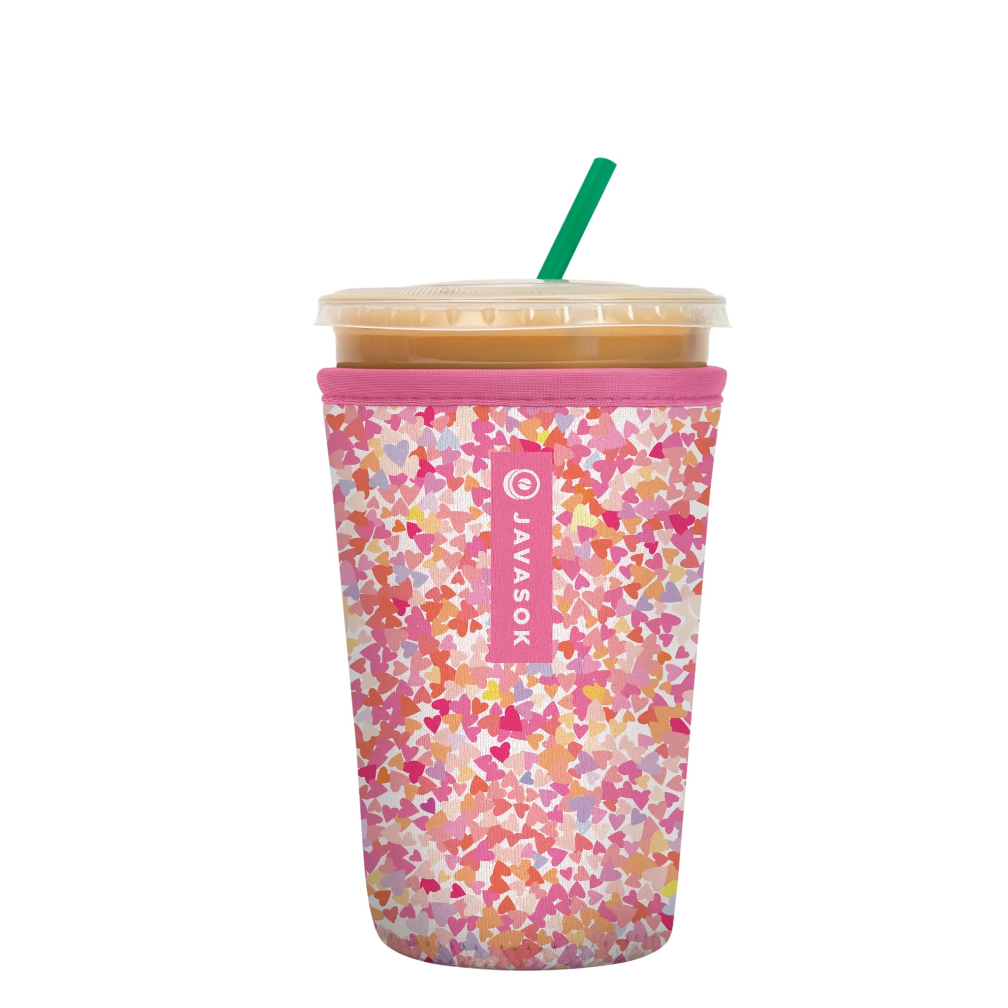 Sok It JavaSok Iced Coffee &amp; Cold Soda Insulated Neoprene Cup Sleeve (Floral Hearts, Medium: 22-28oz)