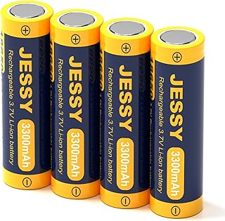 18650 Rechargeable Battery Flat Top, 3.7V Lithium Batteries 3300mAh High Capacity for LED Flashlights, Headlights, Camera, Small Fans, Toys (4 Pack)