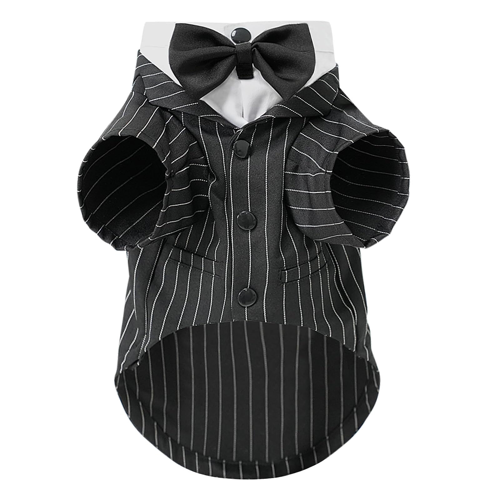 Dog Tuxedo Suit, Formal Dog Shirt Costume Wedding Attire with Black Bow Tie, Pet Outfit for Small Dogs Cats (Black&White, Small(6-8lb))