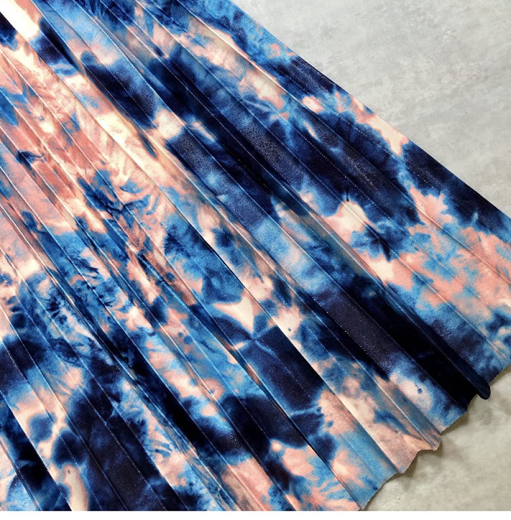 Falda para Mujer,Faldas Midi De Cintura Alta Tie Dye Acordeón Fruncido Verano Moda Casual Falda Plisada De Una Línea con Cinturón para Niña Fecha De Vacaciones Carnaval Fiesta De Bodas