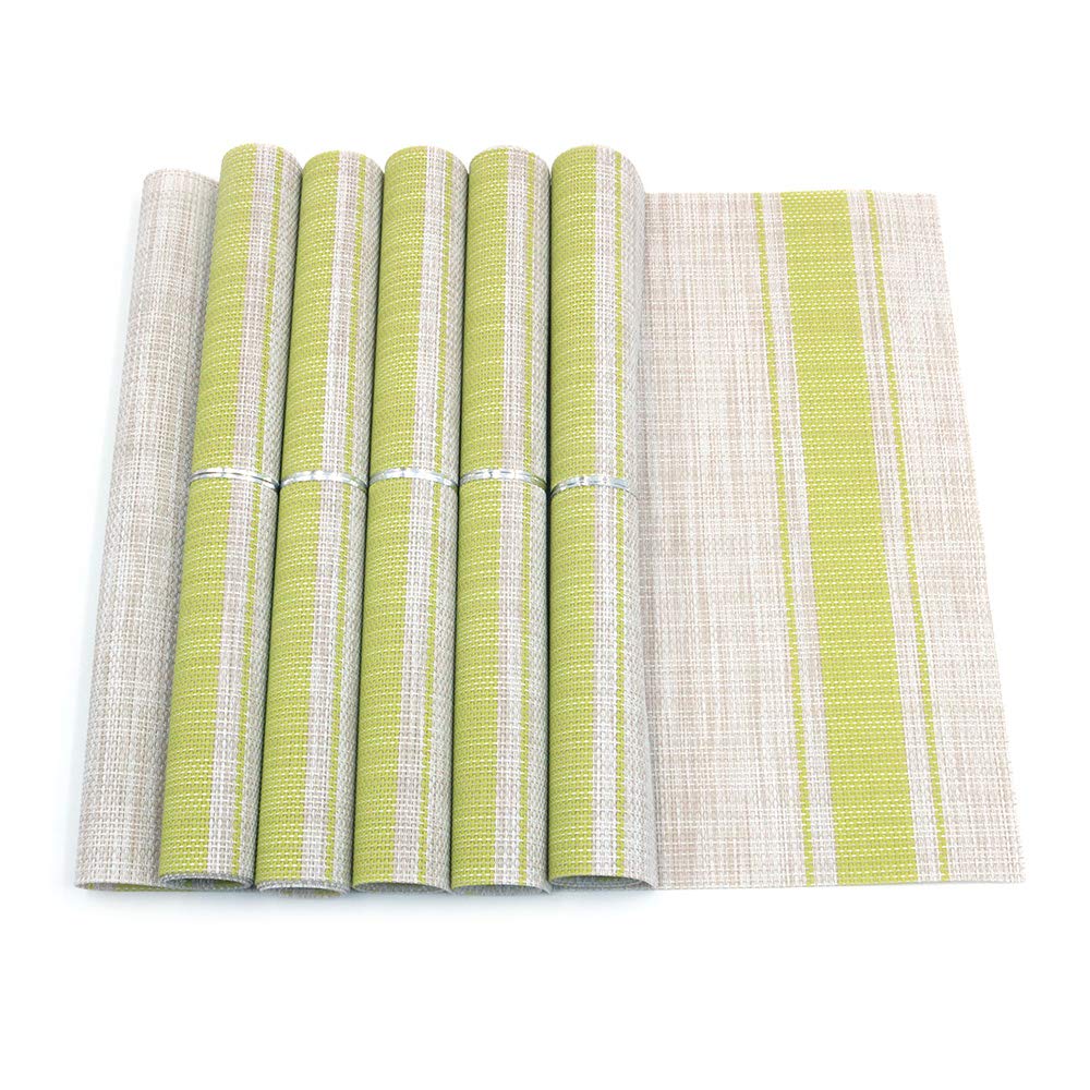 Set De Table Vert Matcha Lot De 6 Sets De Table Plastique PVC Lavable Antidérapant Set De Table Rectangle Antidérapant Chaleur Résiste Facile à Nettoyer Respectueux L'environnement 45x30cm