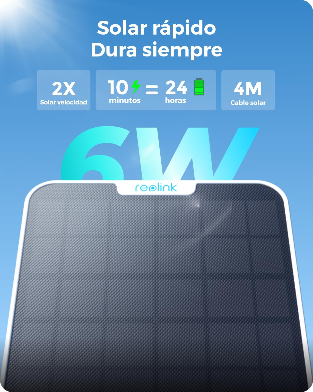 Reolink 4K Camara Exterior WiFi Solar, PTZ & 6×Zoom, Seguimiento Automático | Doble Lente, Zoom Óptico, 355° Pan y 50° Tilt, Detección de IA, Visión Nocturna a Color, Argus Track con Panel Solar de 6 W