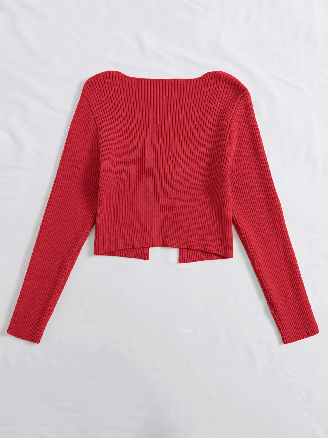 Floerns Women's Tie Front Long Sleeve Rib Knit Shrug Sweaters Cardigan Crop Top - Image 2