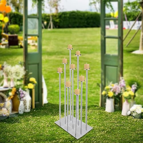 Miniatura 2 de DIY 9 candelabros de piso candelabros centro de mesa para juego de velas de té decoración de boda, portavelas decorativo para sala de estar, comedor