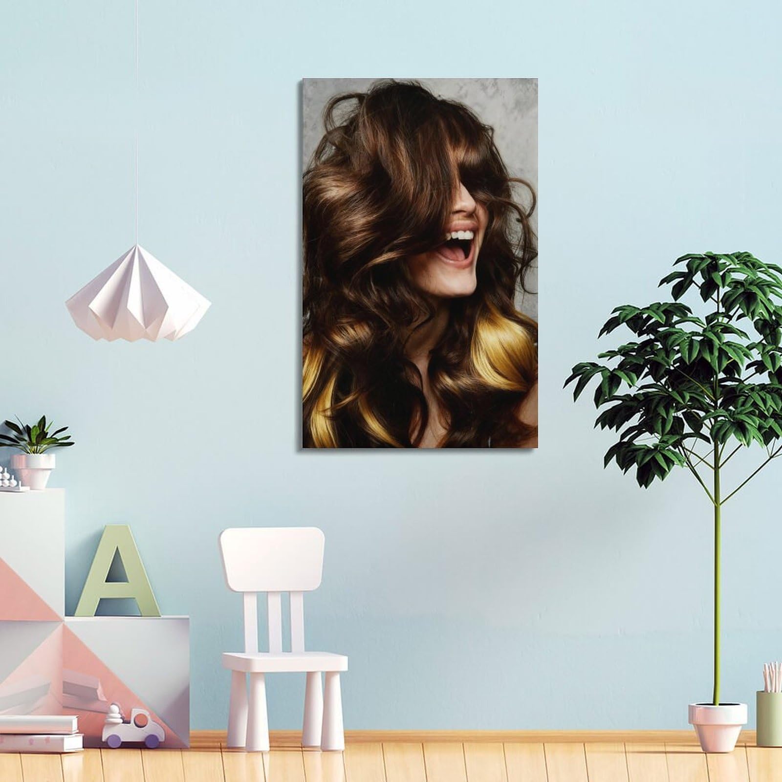 Poster für Friseursalon, Modellierung, Haarstyling, Friseursalon, Leinwanddruck, Wandkunst, schönes Kunstwerk, moderne Dekoration, geeignet für Zuhause, Büro, Geschenk, 50 x 75 cm