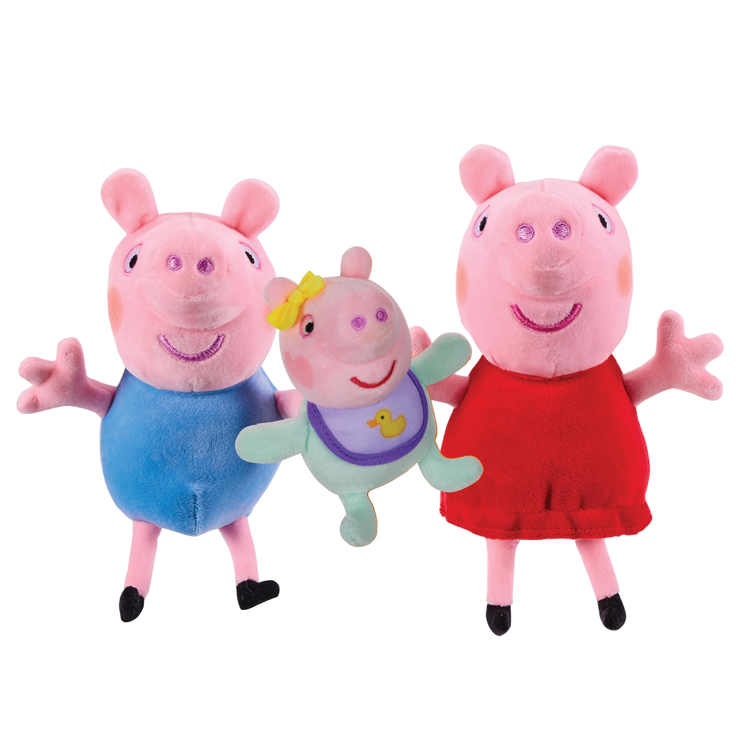 Peppa Pig 3-Pack Plsuhies - Peppa with Little Brother George and Baby Sister Evie - Stuffed Animal Pre-school Toys