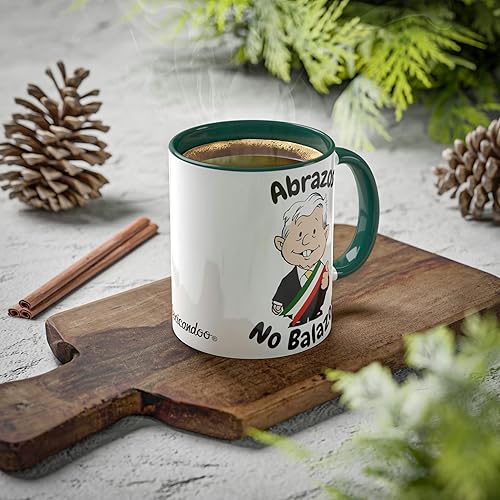 Miniatura 6 de MEXICANDOO AMLO - Taza de café Abrazos No Balazos con diseño de dibujos animados divertidos Muñeco AMLITO, taza de cerámica blanca brillante con