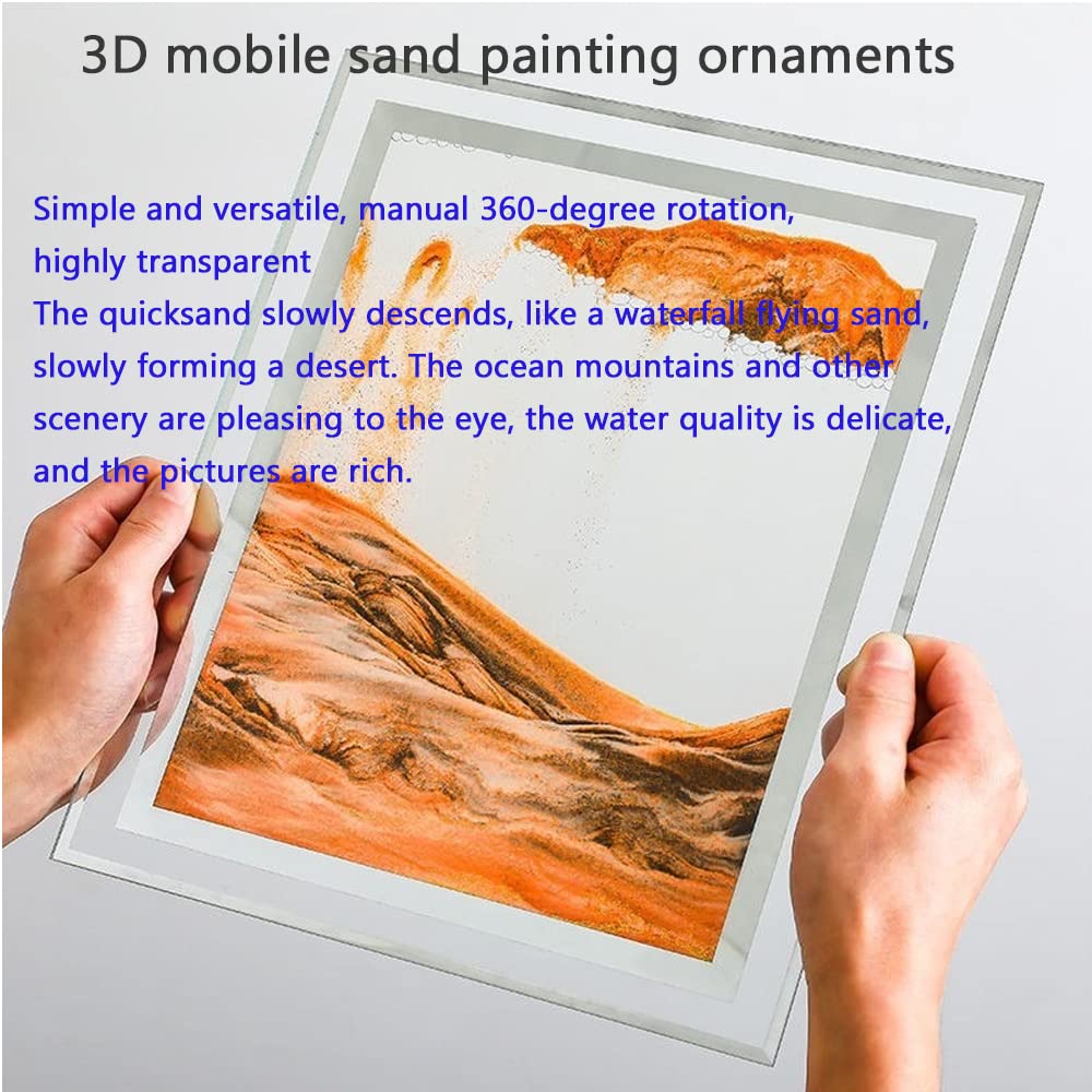 WANLIAN Image d'art de sable en mouvement, image de sable dynamique, art de sable de bureau doré pour la décoration intérieure et le bureau de grande taille (9 x 7 pouces)