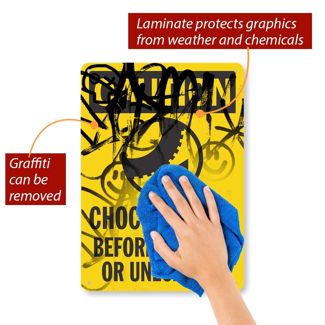 SmartSign Panneau En Aluminium Avec Inscription « Caution : Driver Chock Wheels And Slide Tandems » 25,4 X 35,6 Cm