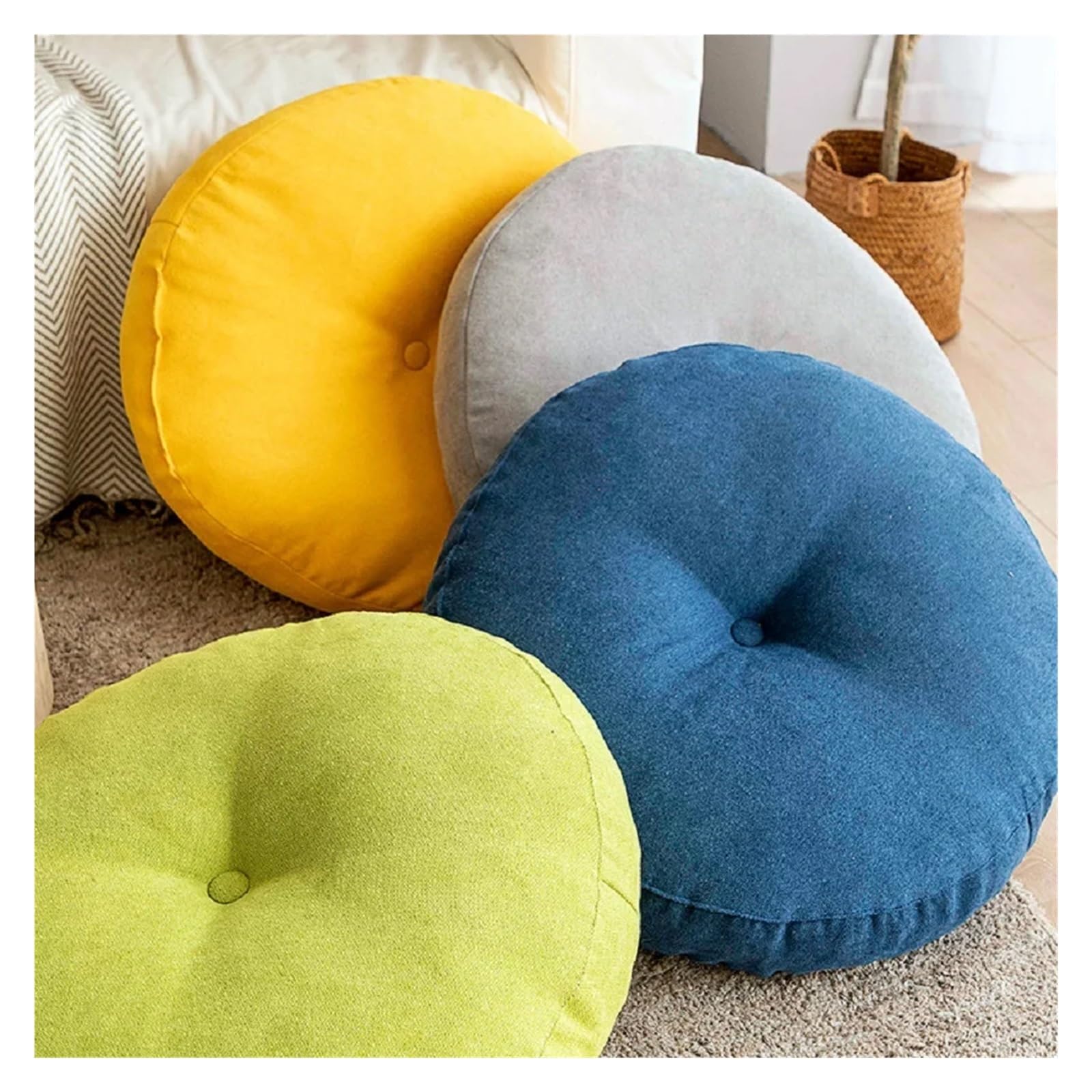 Grande cuscino rotondo da meditazione per adulti, spesso, color crema, cuscino da yoga, 47 cm, ideale per sedute all'aperto e comfort in attività di relax e benessere