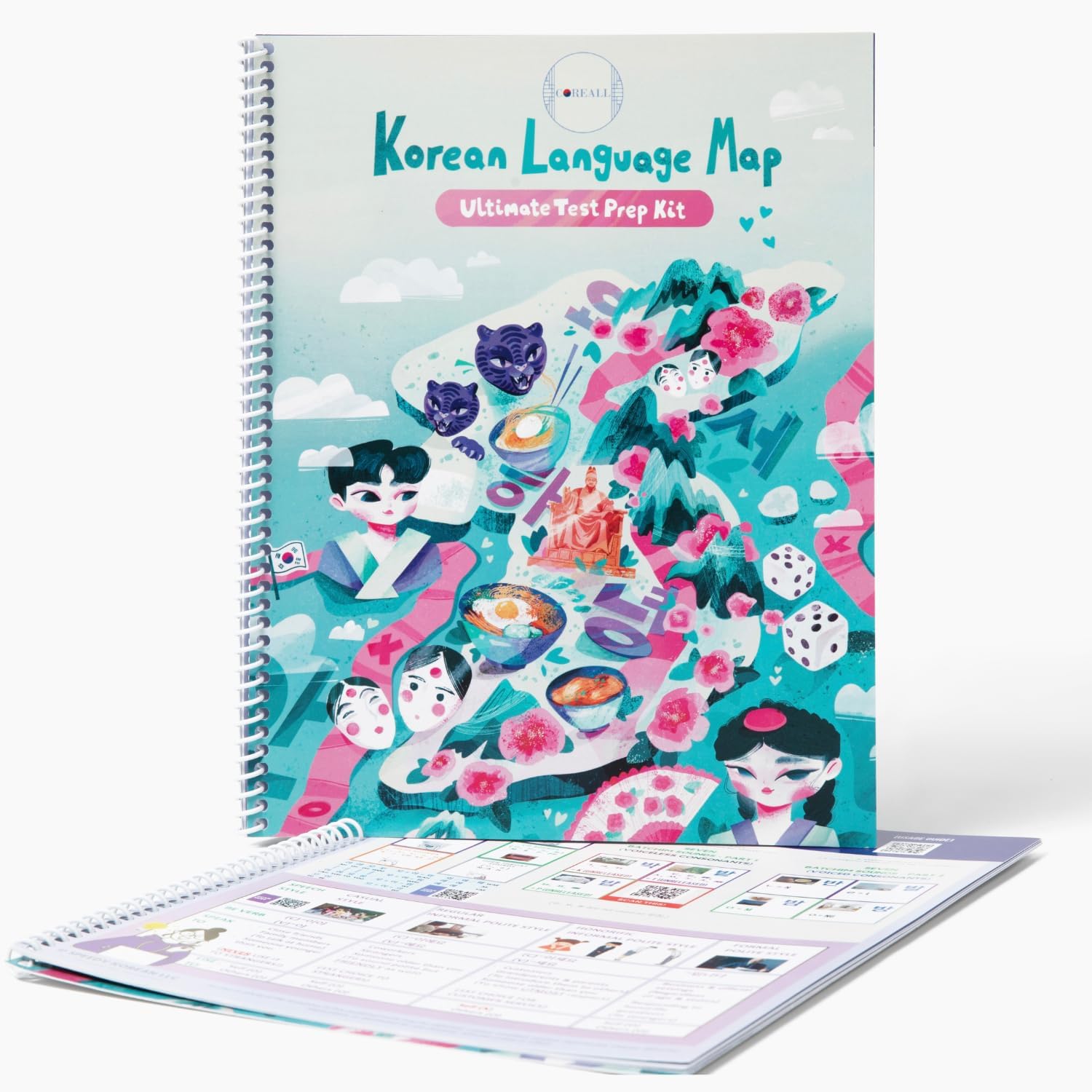 Korean Language Learning Notebook by COREALL - Korean Language Map: Ultimate Test Prep Kit (Prints ONLY)