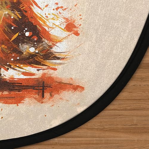 Miniatura 3 de Christmas Tree Snow Colorful (3) Round Area Rug 3ft Machine Washable Circular Rugs for Dining Room Table Bedroom Playroom Throw Rugs for Dog Living