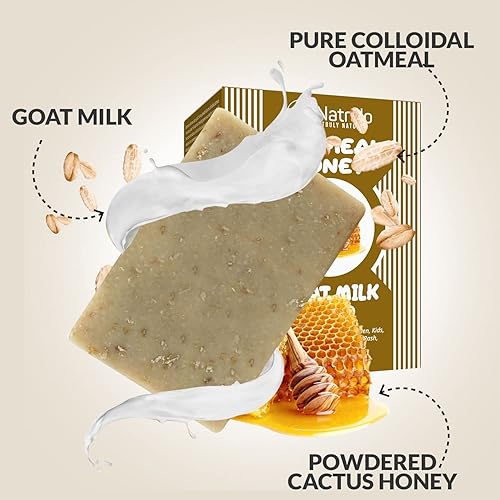 Miniatura 4 de Barra de jabón de leche de cabra con miel de cactus y avena de 4 onzas jabón natural para mujeres hombres niños picazón en la piel eccema psoriasis