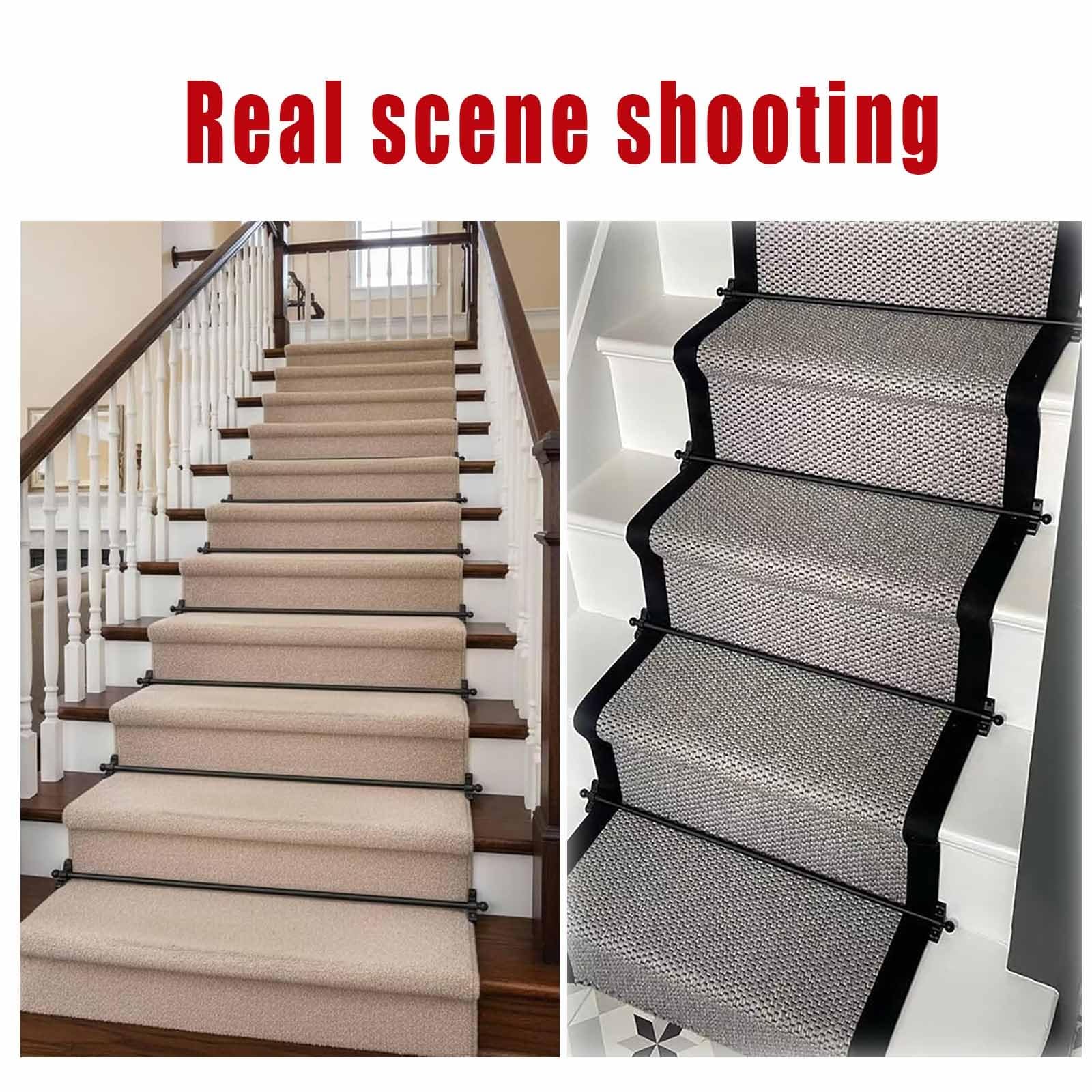 Druckstange für Treppenteppich 6er Set Schwarz Minimalistische Feststange Verhindert Rutschen auf Treppen