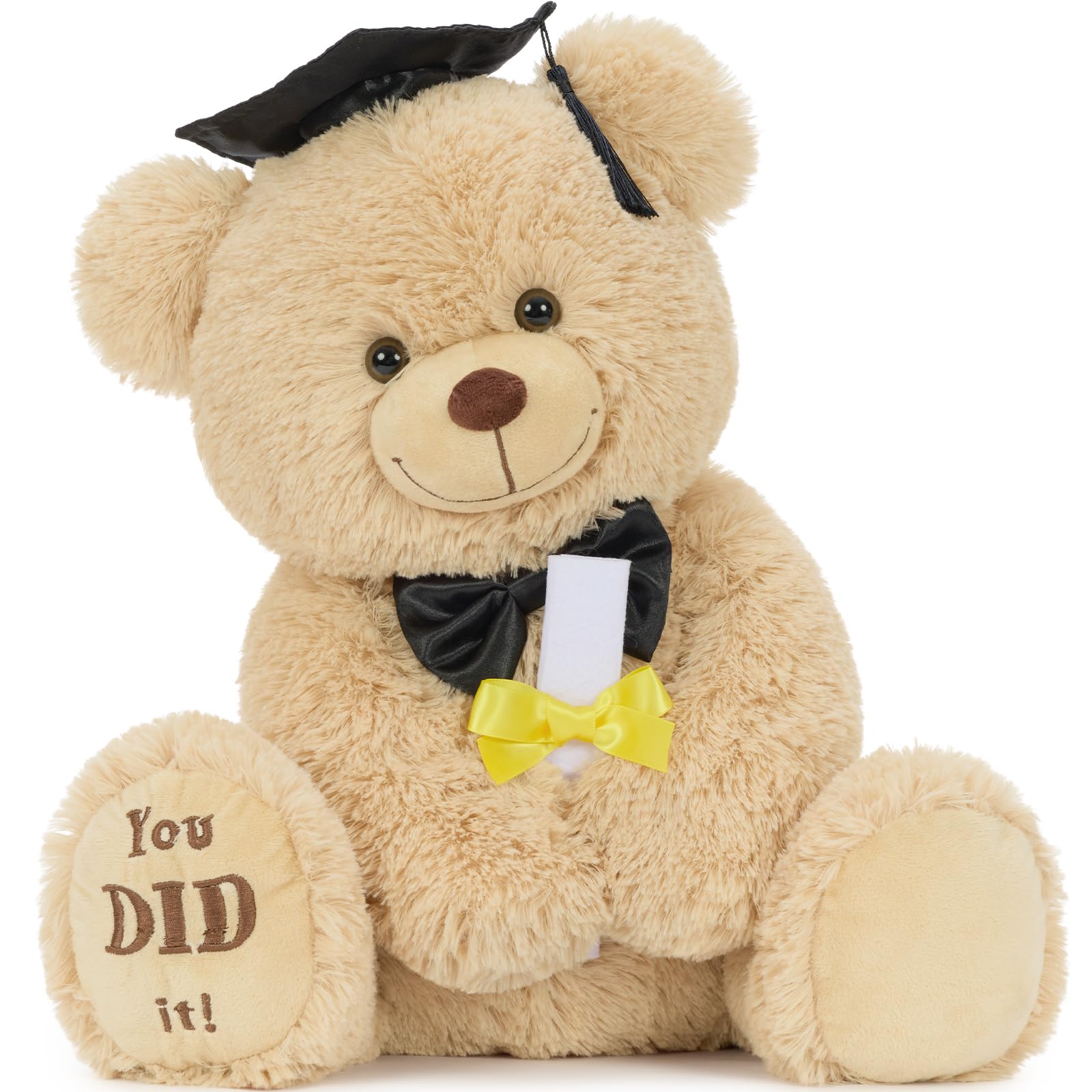 MaoGoLan 45cm Graduation Teddy Bear, Cute Bear with Black Hat & Bow, Graduation Party Gift (Light Brown) — image 1