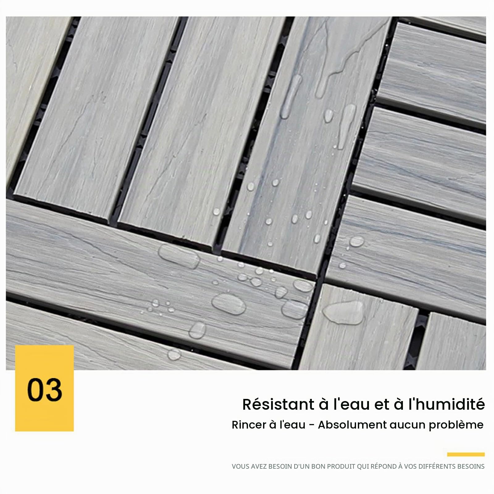 Dalles de Terrasse Emboîtables, Revêtement de Sol Extérieur en Composite WPC, Lames de Terrasse Résistantes aux Intempéries pour Jardin, Patio et Balcon(Size:5pcs,Color:Café)