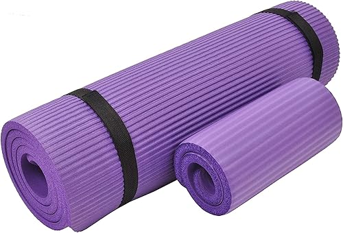 Miniatura 12 de Fitvids All Purpose 1/2-Inch Extra Thick High Density Anti-Tear Exercise Yoga Mat and Knee Pad with Carrying Strap, Multiple Colors Púrpura,Rojo