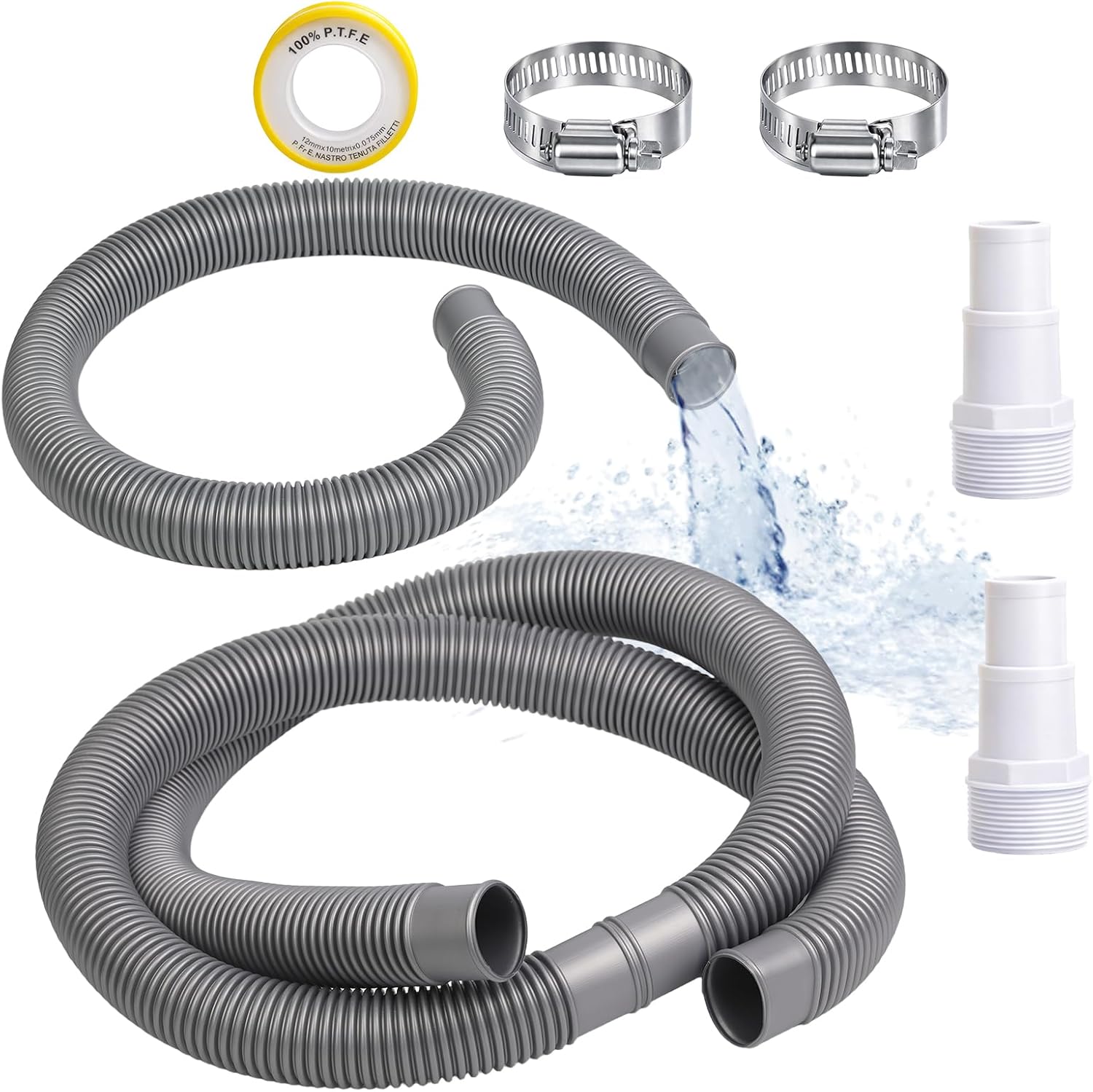1-1/2" Replacement Pool Hose for Above Ground Pools, 6 Feet+3 Feet Sand Filter Pump Replacement Accessories Full Hose Set Easy to Install Compatible with Intex Pool Surface Skimmer, Filter Pump Hose