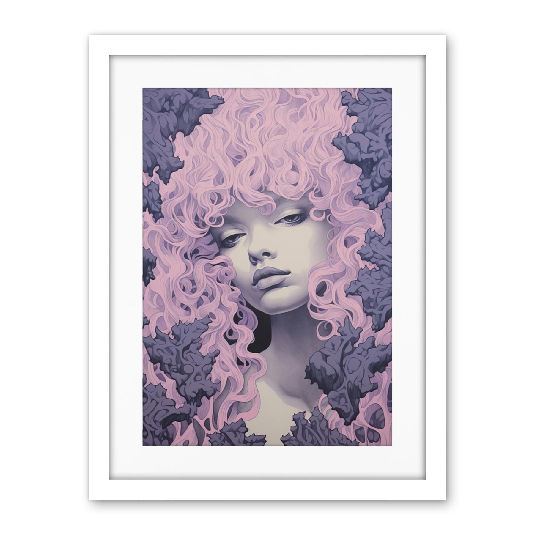 Artery8 Tree Nymph Lavender Purple Pink Woodland Forest Spirit Conceptual Artwork Framed Wall Art Print 18X24 Inch