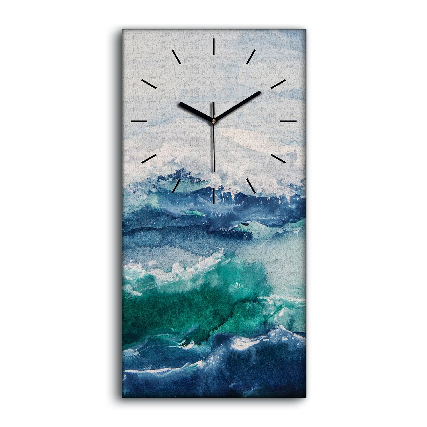 Horloge Silencieuse sans tic-tac Grandes Vagues de mer - Toile Murale Chambre 30x60