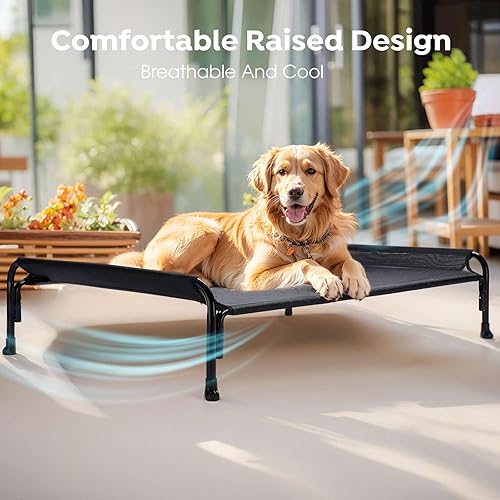 Miniatura 3 de Veehoo CWC2204 - Cama elevada para perros grandes, cama hamaca para mascotas lavable e impermeable con reposacabezas inclinado, malla transpirable y