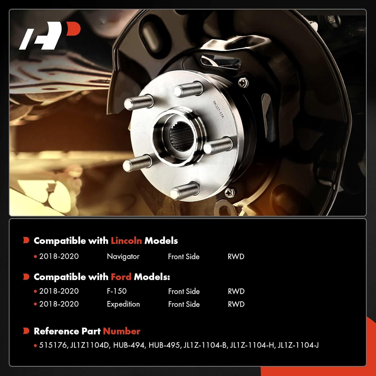 A-Premium Front Wheel Bearing and Hub Assembly with ABS & 6-Lug Compatible with Ford Expedition 2018-2020, F-150 2018-2020, Lincoln Navigator 2018-2020, RWD Only