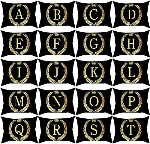 Miniatura 2 de Funda de almohada decorativa lumbar de 12 x 20 pulgadas, funda para el hogar, funda dorada y negra, decoración de sofá y cojín con letras para sofá
