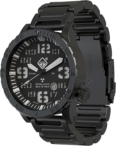 Vista 24 de HAZARD 4 Heavy Water Diver™ : Titanium Tritium Dive-Watch BlackTie Blanco