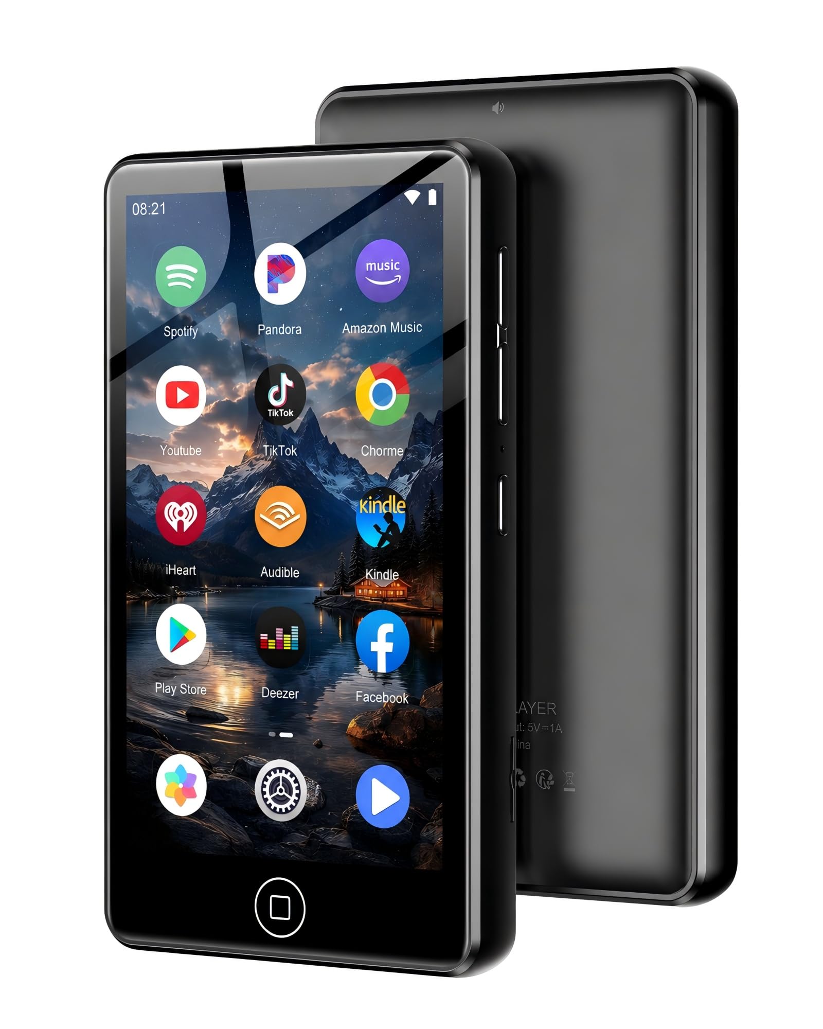 Reproductor MP3 Spotify con Bluetooth y WiFi, AGXOV Reproductor de Musica con Pantalla Táctil de 4,02 Pulgadas, 144 GB Reproductor MP4 Portátil Compatible con Audible, Deezer, Play Store, Negro