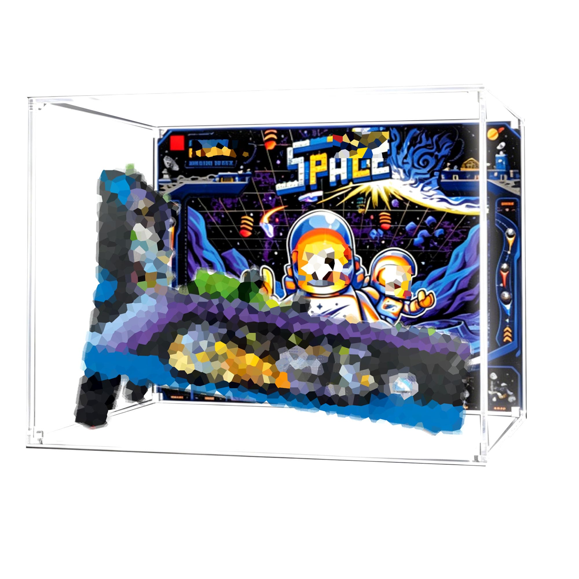 Acrylic Display Case for Le-go 11374 Space Pinball Machine Set,Clear Storage Box, Dustproof Protection Showcase (Display Box only, kit not Included) (Lighting style)