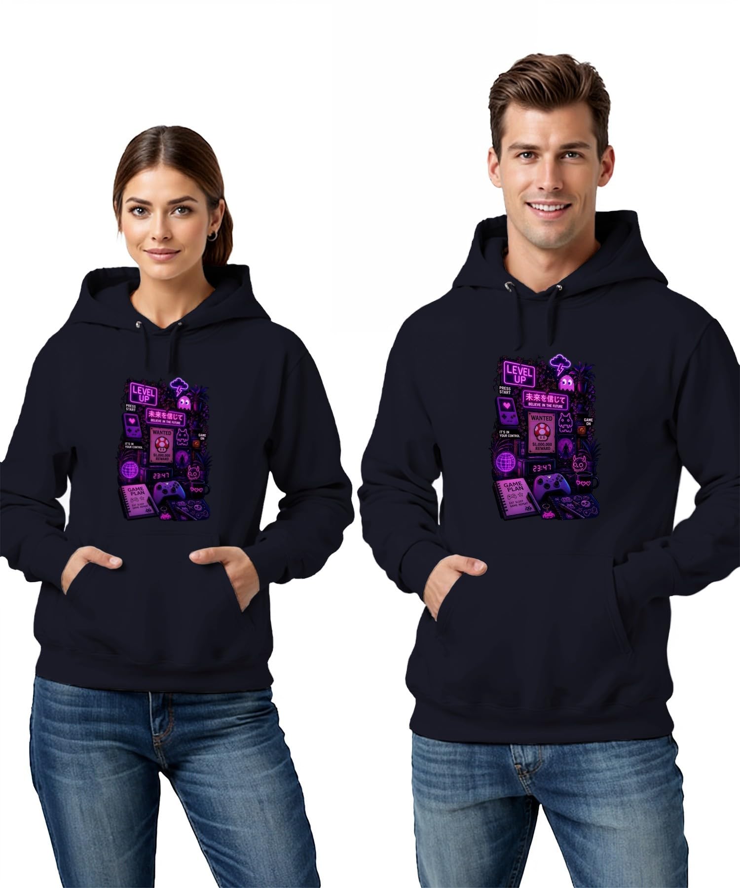 Level Up Eat Sleep Game Japan Y2K - Felpa con cappuccio