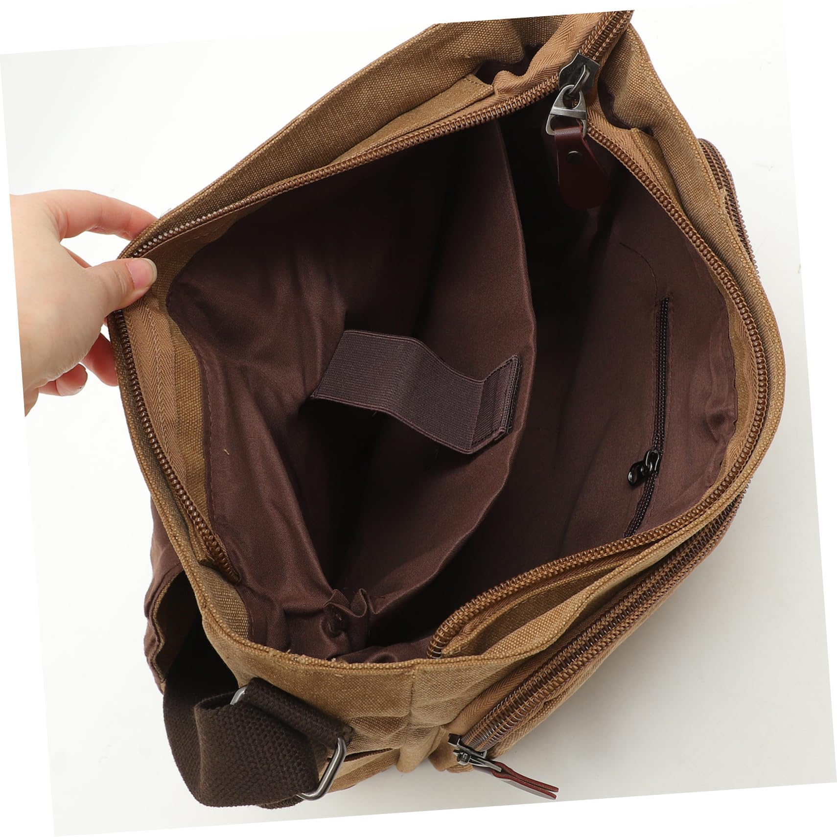 Angoily Bolso Bandolera Mediano de Lona Caqui para Hombre y Estudiantes
