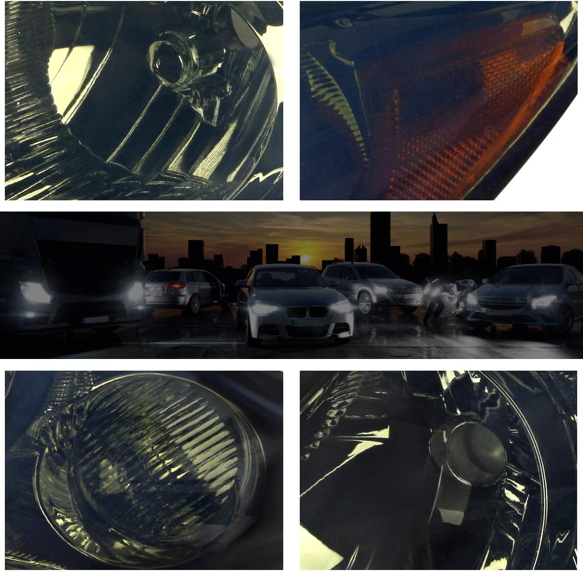 PM PERFORMOTOR Headlights Assembly Compatible with 2009 2010 Toyota Corolla, 2Pcs Headlamps with Amber Corner