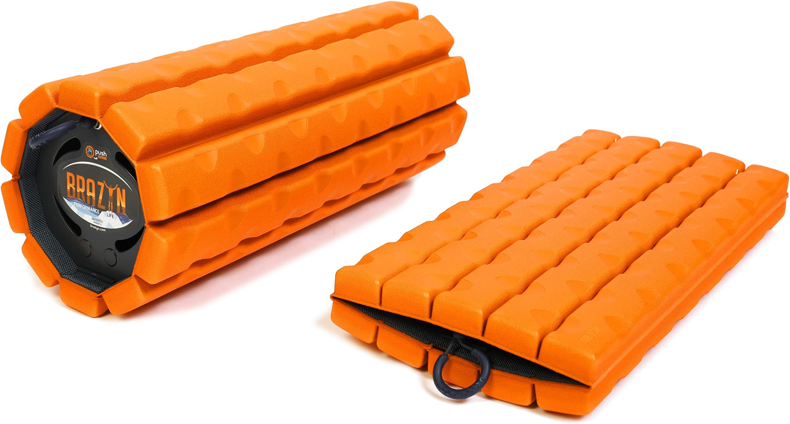 Morph Bravo Foam Roller - Collapsible & Portable Muscle Roller for Travel Myofascial Release, Massage, Back Pain, and Increasing Physical Mobility - As Seen on Shark Tank (Sunset Orange)