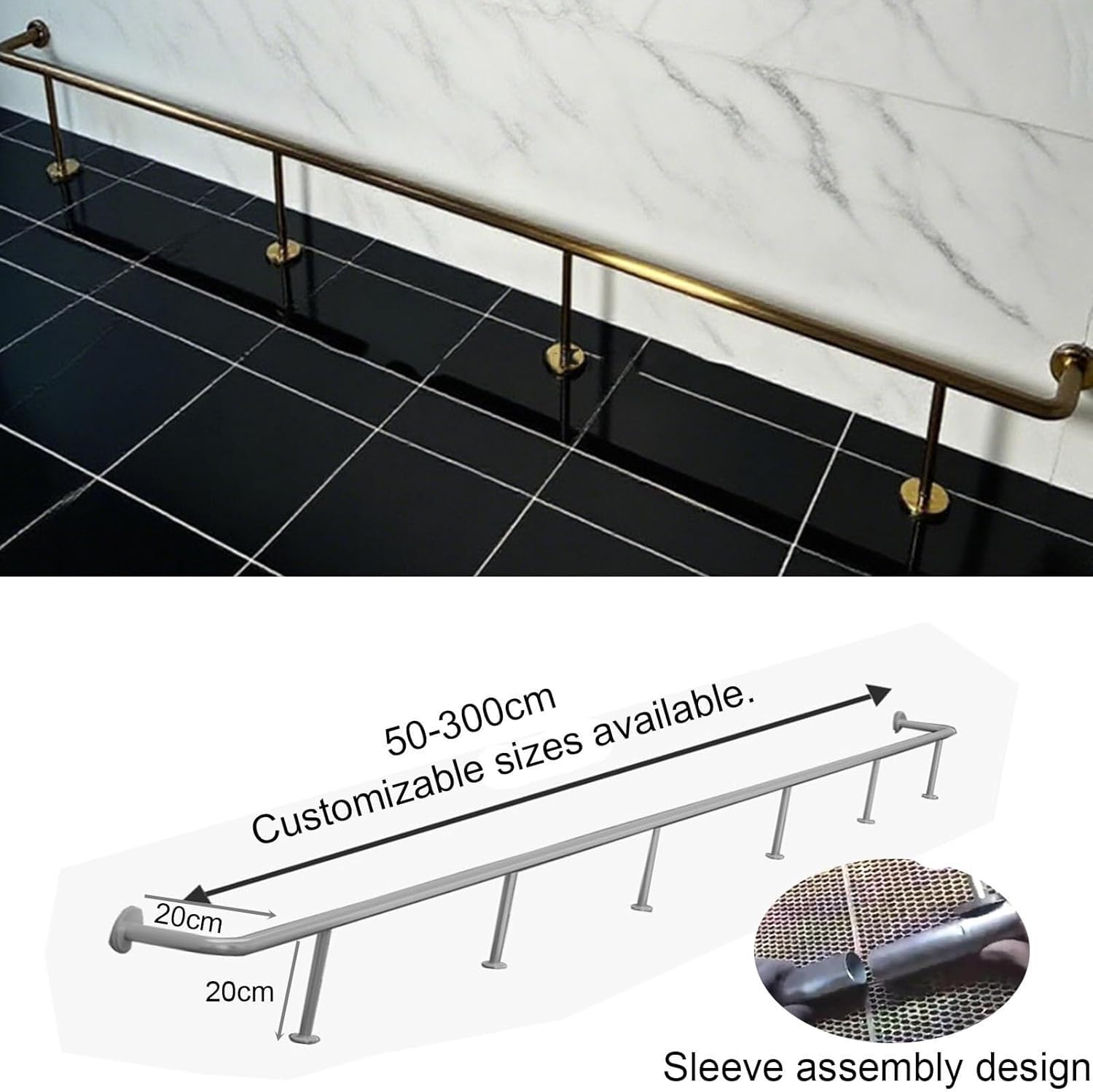 Bar Foot Rail Kit, 28-110 Inch Heavy Duty Square Tube Design, Complete Undercounter Mount for Kitchen Island, Bar, Or Man Cave(33inch/83.82cm)