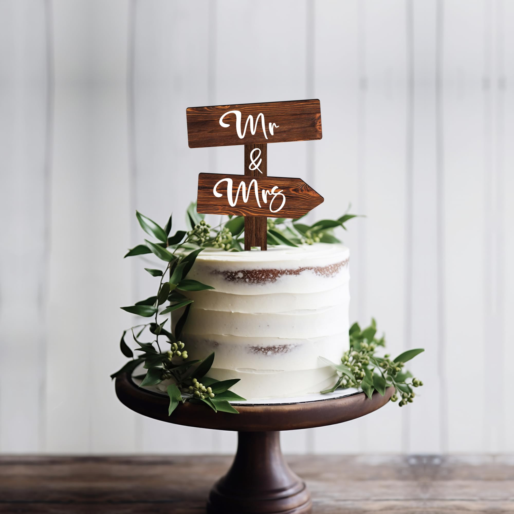 Rustic Mr & Mrs Cake Topper - Wood Wedding Cake Decoration For Engagement Or Wedding