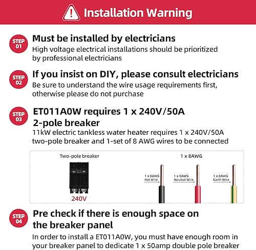 Miniatura 2 de MIZUDO Calentador de agua eléctrico sin tanque, 11KW 240 voltios, calentador de agua caliente instantáneo, remoto y táctil, con pantalla digital