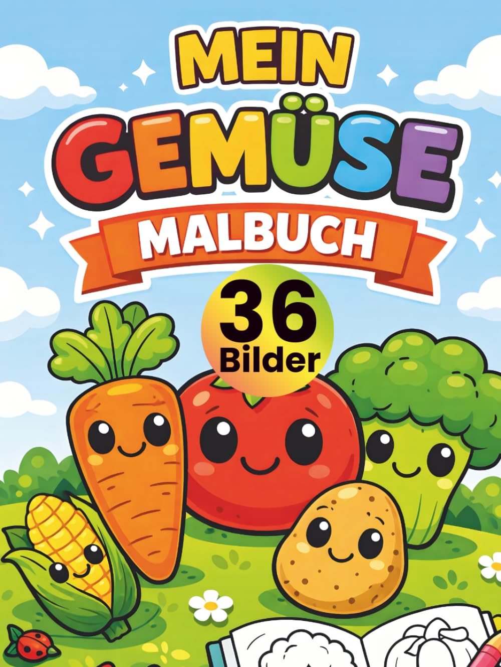 Mein Gemüse-Malbuch für Kinder ab 3 Jahren: 36 süße Gemüse-Motive zum Ausmalen – Karotten, Brokkoli, Tomaten & mehr • große, einfache Linien • jede ... Kreativität, Feinmotorik & Konzentration