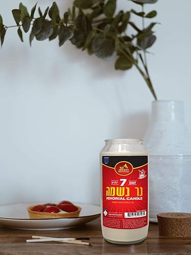 Miniatura 5 de Ner Mitzvah Vela Yahrzeit de 7 días  1 paquete de velas conmemorativas de Yahrzeit blanco kosher  Yom Kippur y vela navideña en tarro de vidrio