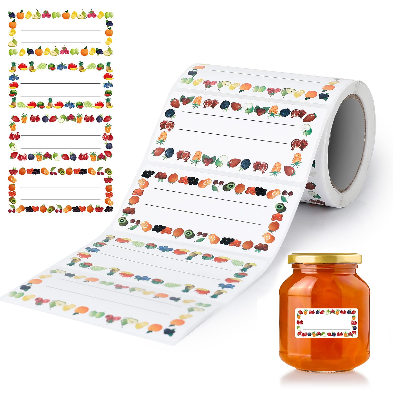 AiQInu Pack of 200 Self-Adhesive Jam Labels, Labels for Labelling, Adhesive Labels, Jam for Jam Jars, Bottles, Spice Jars