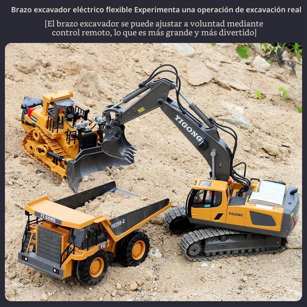 X-Verse Bulldozer control remoto juguete, vehículo de construcción de control remoto para niños, bulldozer RC con efectos de luz y sonido
