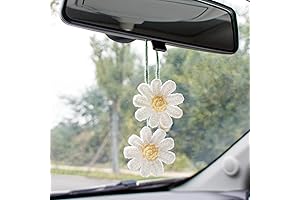 Aesthetic Handmade Crochet Daisy Rear Mirror Accessory