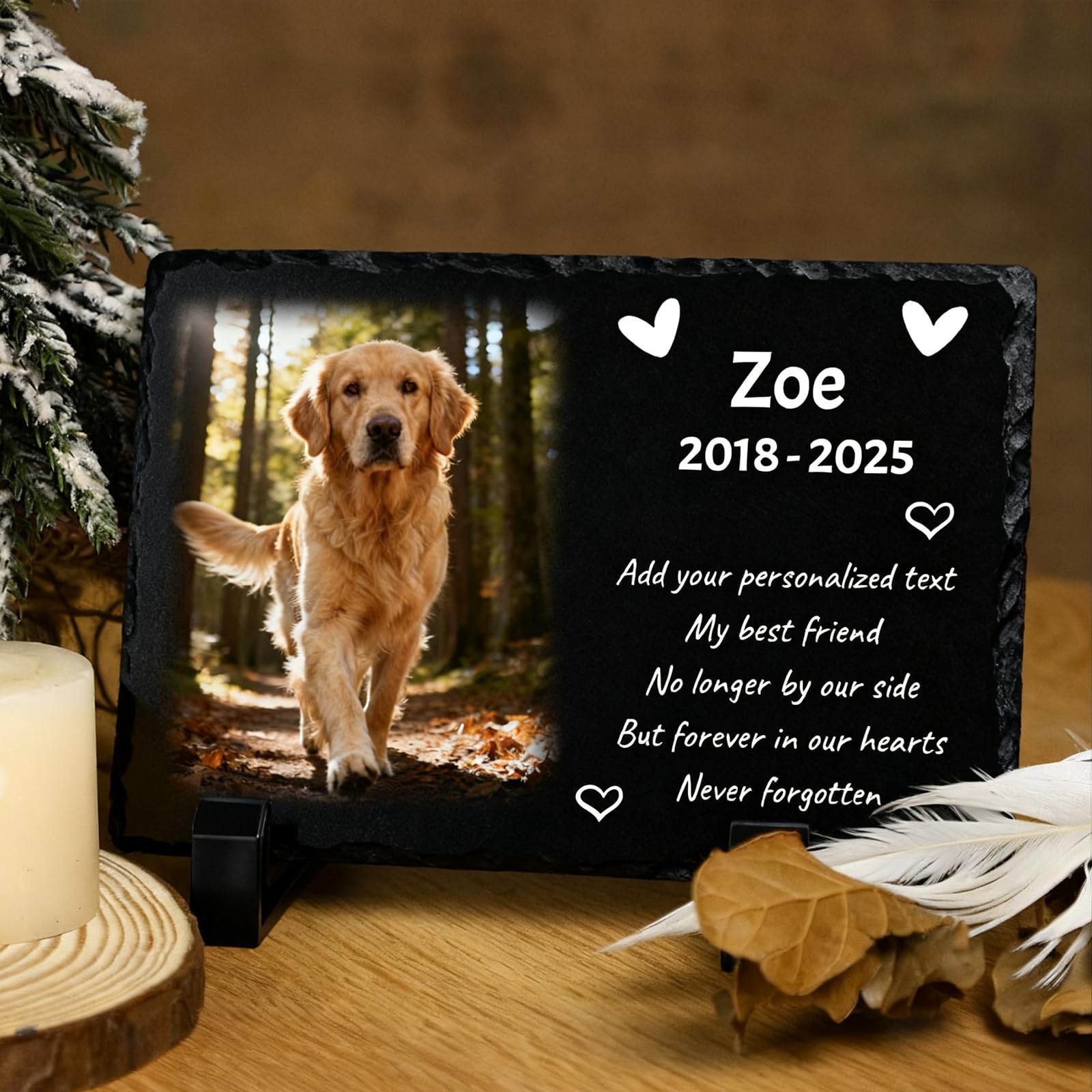 Targa Commemorativa in Ardesia per Cani, Cornice Fotografica Personalizzata, Regalo di Condoglianze per la Perdita di Animali