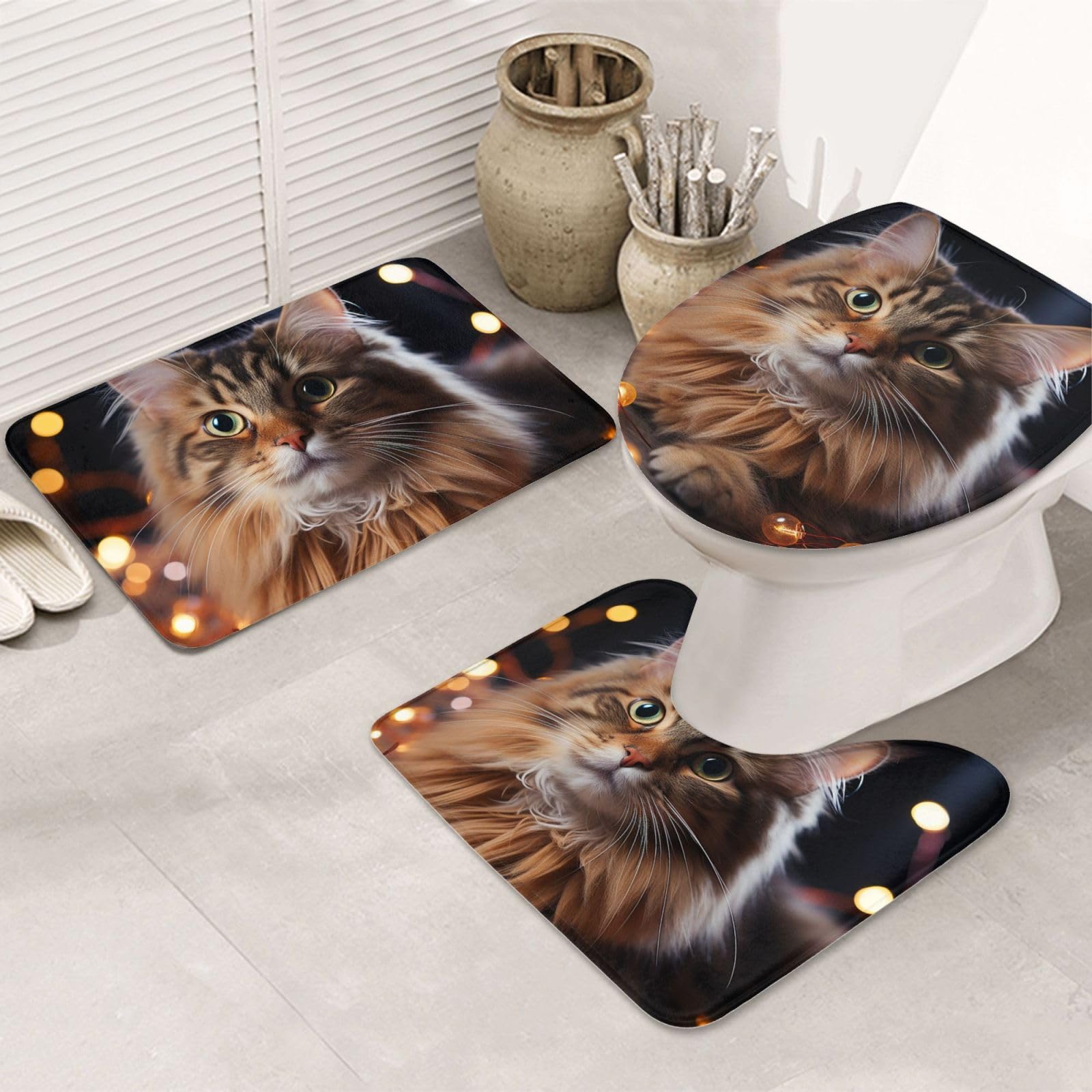 Tapis de bain de Noël en forme de U pour douche et WC