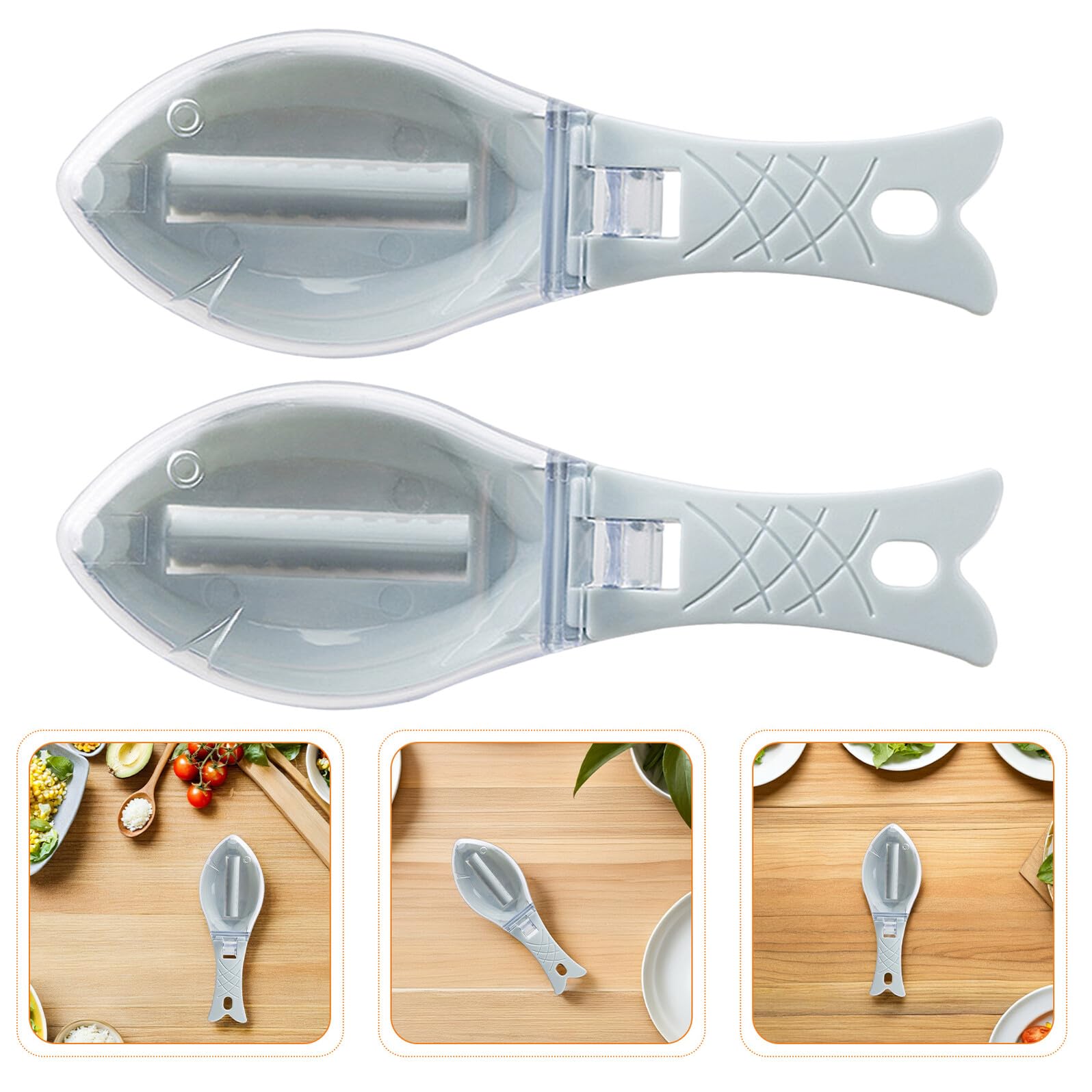 10 Pezzi Rimuovi Squame Pesce Portatile con Coperchio Strumento Manuale Ergonomico per Pulizia Rapida in Cucina e Ristoranti Adatto Vari Tipi di Pesce