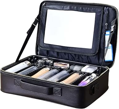 Makeup Bag Cosmetic Case Portable Travel Beauty Box Waterproof Makeup Bag Organiser Bag Makeup Artist Bag Multifunction Bag Travel Makeup Case Beauty Train Case Black Cosmetic Bag With Mirror cosmetic