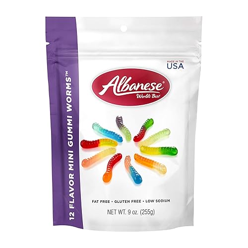 Albanese World's Best Mini gusanos de gomitas de 12 sabores, bolsa de 9 onzas