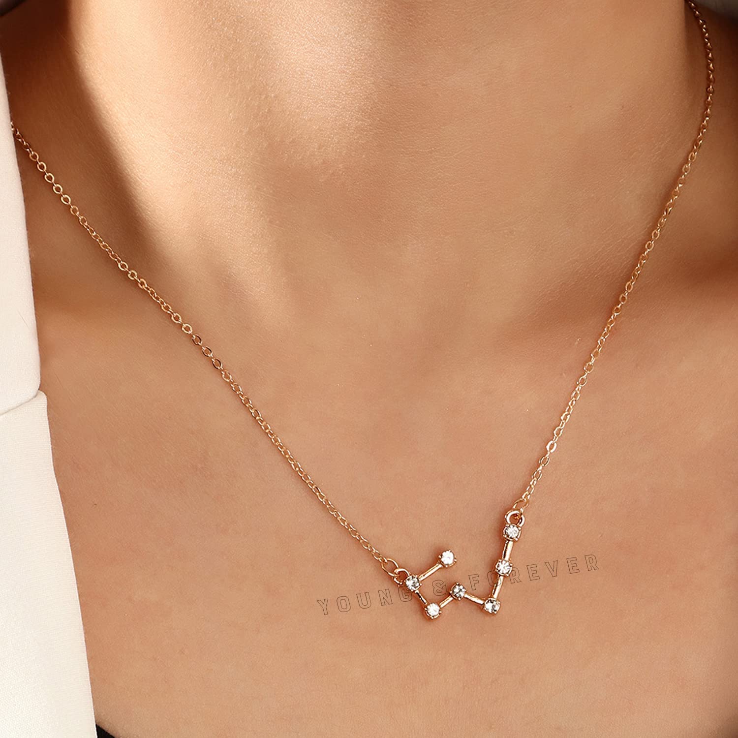 Diwali Sale Young &Amp; Forever 18K Gold Plated 12 Zodiac Sign Constellation Letter Pendant Necklace For Women Girls, 18&Quot; Birthday Gift